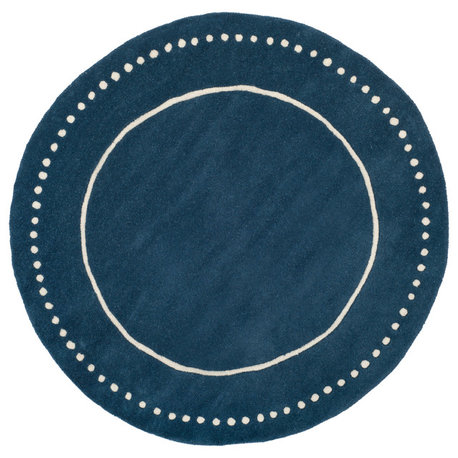 Safavieh Bella Collection BEL151 Rug, Navy Blue/Ivory, 5' Round