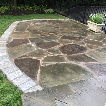 Irregular Flagstone Patio with Custom Cobblestone Border Added