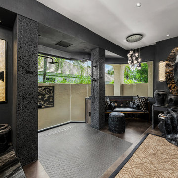Versace-inspired primary bathroom suite