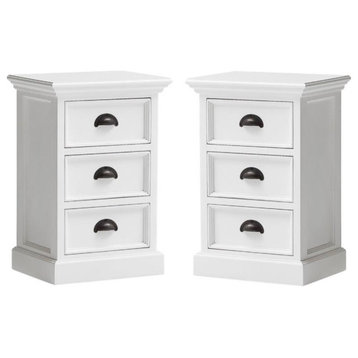 Home Square 3 Drawer Nightstand in Pure White Finish - Set of 2