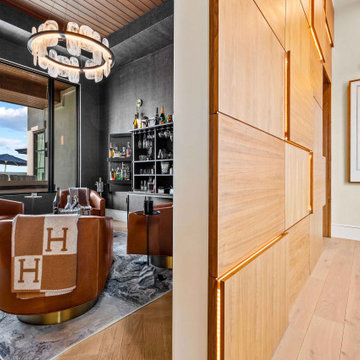 Hidden Lounge Entrance with Wood Panel Wall