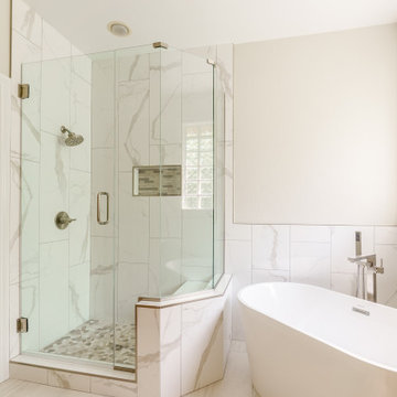 Modern Shower with Stand Alone Tub