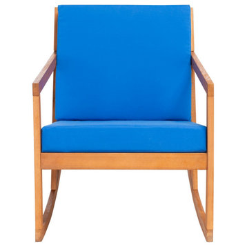 Safavieh Outdoor Vernon Rocking Chair Natural / Royal Blue