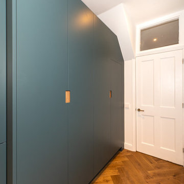 Modern Wraparound Kitchen Extension with Steel Blue Design in West London