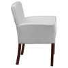 Scranton & Co Leather Executive Side Guest Chair in White and Mahogany