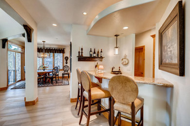Transitional home bar photo in Denver