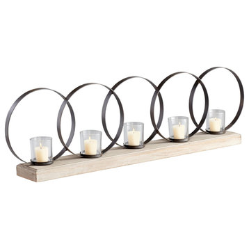 Ohhh Five Candle Candleholder in Raw Iron And Natural Wood