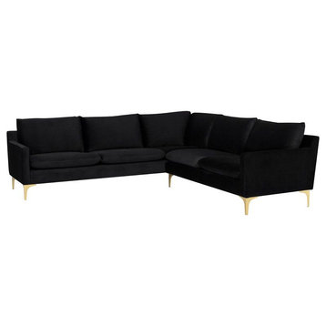 Nuevo Furniture Anders 2pc Sectional Sofa in Black/Gold