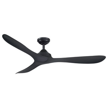 56 in Remote control Modern Ceiling Fan with DC Reversible Motor, Black