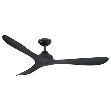 56 in Remote control Modern Ceiling Fan with 3 Blades, Black