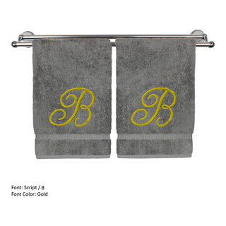 3 Piece Letter R Monogrammed Bath Towels Set, White Cotton Bath Towel, Hand  Towel, and Washcloth with Blue Embroidered Initial R for Wedding Gift