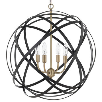 Capital Lighting 4234 Axis 4 Light 23"W Cage Pendant - Aged Brass and Black