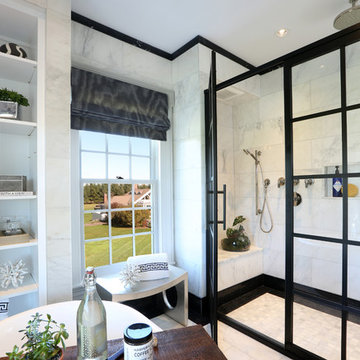 Oval tub and shower
