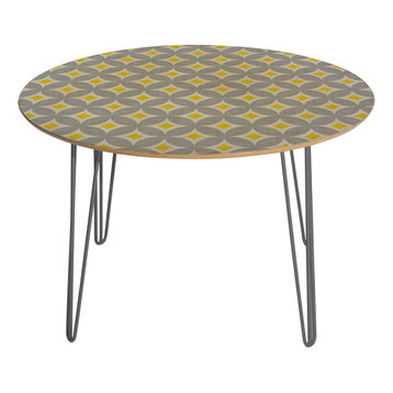 Deny Designs Holli Zollinger Diamond Circles Yellow Round Table Steel Legs