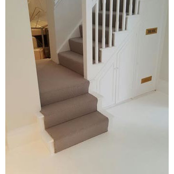 Brown Carpet Installation to Stairs