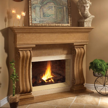 Cast stone fireplace mantel in Chicago
