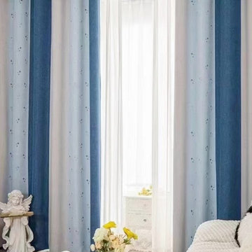 EQYH2407CD Eyelet Extra Wide Living Room Curtains Chenille Stripe