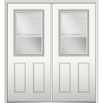 Internal Blinds Fiberglass Double Door, 62"x81.75", Hand In-Swing: Right