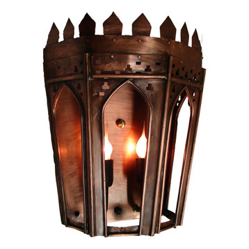 Gothic Wall Sconce in copper, Verdigris