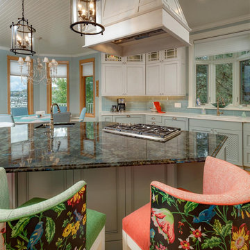 Contrasting Shades and Colorful Accents in a Bay Harbor Kitchen