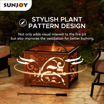 Sunjoy Outdoor 26" Copper Steel Wood-Burning Fire Pit for Outside
