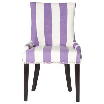 De De 19''h Awning Stripes Dining Chair set of 2 Silver Nail Heads Lavender