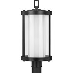 Progress Lighting - Irondale Collection Black 1-Light Post Lantern - Incorporate memorable modern lighting with the industrial Irondale Collection’s One-Light Black Post Lantern. A matte black frame features a decorative rectangular design on its top. A clear glass shade holds an etched glass diffuser ready to provide a lovely ambient glow.
