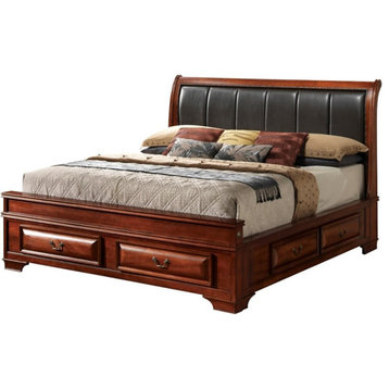 Glory Furniture LaVita Queen Storage Bed in Oak