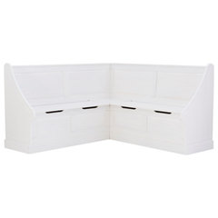 Linon Troyin Backless Wood Corner Nook Set in Natural and White 