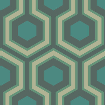Hick's Grand Hexagon Wallpaper, Green