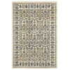 Echo Floral Borders Ivory and Blue Area Rug, 5'3"x7'6"