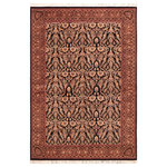 Bareens Designer Rugs - Kashan Pak Persian Donetta Black/Gold Wool Rug - 5'11'' x 8'11'' - Designed with mesmerizing intricacy and gorgeous color palette, this hand-knotted masterpiece demonstrates the beauty and electrifying thrill of Pak Persian art. These meticulously hand-knotted Pak-Persian rug is made with pure wool and features breathtaking traditional, transitional, and tribal designs in bold luxurious color pallets. Known for their intricate designs these rugs are a reproduction of Persian rugs, made in Pakistan with unique Mughal designs. Made by master weavers using the same Persian texture, design and dying technique, we wanted to produce the most significant manifestation of Persian art, life, and culture. This rug is most famous for its exceptional quality, incredible designs, patterns, and vibrant rich color. Pak-Persian rugs made with Persian weave with high knot counts, which enables the high intricacy and detail found in the patterns are also referred to as "State of art", each color adds a rich beautiful detail in the artwork of this rug. The design, color, and beautiful chromatic composition with a vibrant sheen with intricate designs, exude beauty, elegance, and quality make this rug a masterpiece of its own.