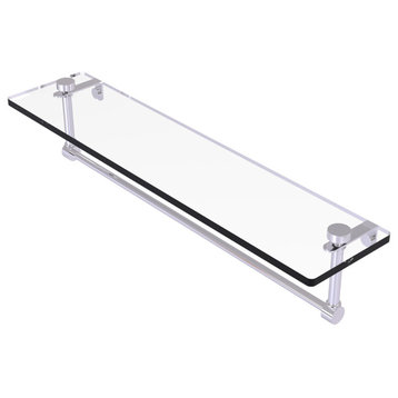 22" Glass Vanity Shelf with Integrated Towel Bar, Polished Chrome