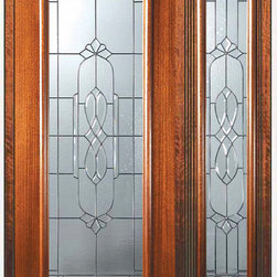 Prehung Side light Door 80 Wood Mahogany Kensington Full Lite Glass - Front Doors