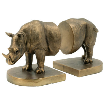 A&B Home Bronze Rhino Bookends 11X4.5X6"