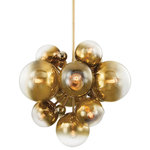 Corbett-Standard - Kyoto 13-Light Chandelier, Vintage Polished Brass - This showstopper features clusters of ombre glass globes in various sizes. Each orb transitions from brass to clear and the ombre lighting effect is simply stunning. Whether a chandelier, flush mount, sconce or linear, Kyoto will be the focal point in any space.