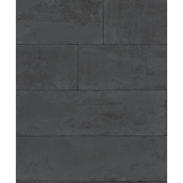 Lanier Black Stone Plank Wallpaper Bolt