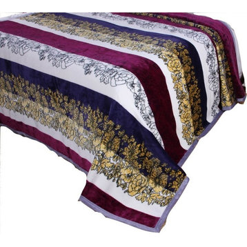 Carnation Stripes Reversible Fleece Blanket, Multicolor
