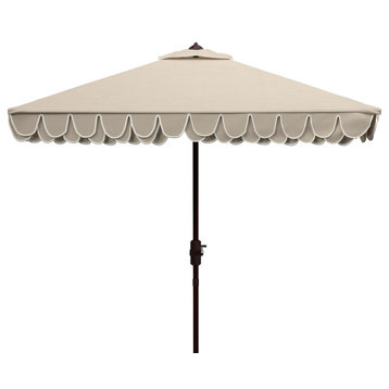 Safavieh Elegant Valance 7.5' Square Umbrella, Beige/White