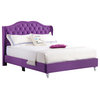 Joy Jewel Tufted Full Panel Bed, Purple