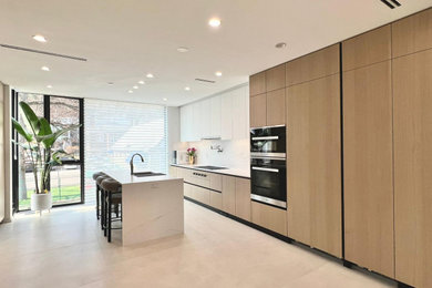 Trendy home design photo in New York