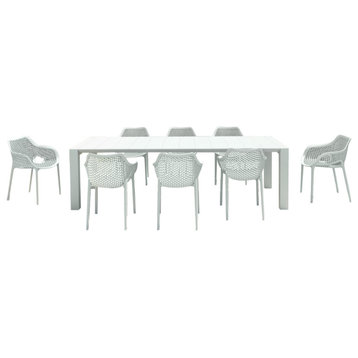 Air XL Extension Dining Set 9-Piece White
