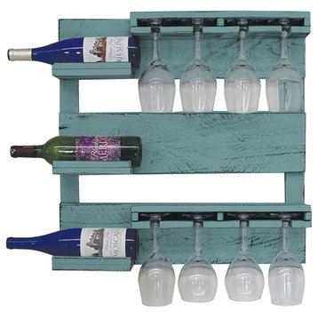 Farmhouse 3-Bottle Wine Shelf, Sea Foam Green