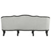 Samael Sofa With 3 Pillows, Gray Linen and Dark Brown Finish