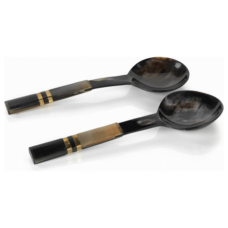 "Seychelles" 2-Piece Salad Server Set, Horn Handle