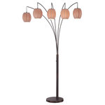 Lite Source Inc. - 5-LITE ARCH LAMP, COPPER BRONZE/L.BROWN SHADE, E27 A 60Wx5 - 5-lite Arch Lamp, Copper Bronze/l.brown Shade, E27 A 60wx5Item Dimensions :- 66x86.5socket :- E275Bulb watt :- 60Bulb class :- AAssembly requiredUtlizes (but does not include) five incandescent  bulbs, 60 Watts