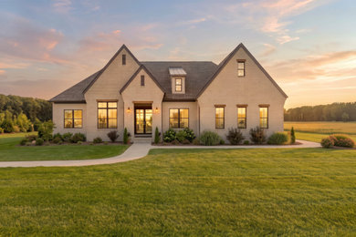 Example of a transitional exterior home design in Cleveland