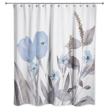 Watercolor Floral Set 2 71x74 Shower Curtain