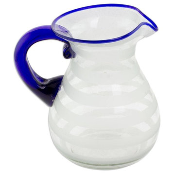 Novica Refreshing Recycled Blown Glass Pitcher