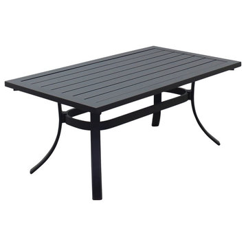 Outdoor Dining Table, Aluminum Frame, Curved Legs With Rectangular Top, Java